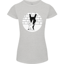 Funny Rock n Roll Salute Rabbit Silhouette Womens Petite Cut T-Shirt Sports Grey