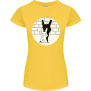 Funny Rock n Roll Salute Rabbit Silhouette Womens Petite Cut T-Shirt Yellow
