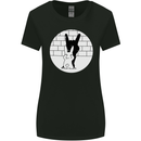 Funny Rock n Roll Salute Rabbit Silhouette Womens Wider Cut T-Shirt Black