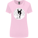 Funny Rock n Roll Salute Rabbit Silhouette Womens Wider Cut T-Shirt Light Pink