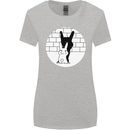 Funny Rock n Roll Salute Rabbit Silhouette Womens Wider Cut T-Shirt Sports Grey