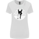 Funny Rock n Roll Salute Rabbit Silhouette Womens Wider Cut T-Shirt White