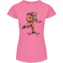 Funny Santa Clause Alien on a Skateboard Womens Petite Cut T-Shirt Azalea
