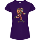 Funny Santa Clause Alien on a Skateboard Womens Petite Cut T-Shirt Purple