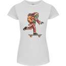 Funny Santa Clause Alien on a Skateboard Womens Petite Cut T-Shirt White