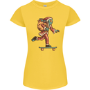 Funny Santa Clause Alien on a Skateboard Womens Petite Cut T-Shirt Yellow