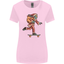 Funny Santa Clause Alien on a Skateboard Womens Wider Cut T-Shirt Light Pink