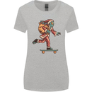 Funny Santa Clause Alien on a Skateboard Womens Wider Cut T-Shirt Sports Grey