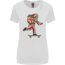 Funny Santa Clause Alien on a Skateboard Womens Wider Cut T-Shirt White