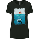 Funny Shark Parody Scuba Diving Fishing Womens Wider Cut T-Shirt Black