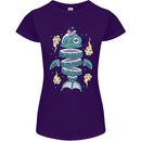 Funny Sliced Sushi Fish Fishing Fisherman Womens Petite Cut T-Shirt Purple