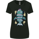 Funny Sliced Sushi Fish Fishing Fisherman Womens Wider Cut T-Shirt Black