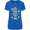 Funny Sliced Sushi Fish Fishing Fisherman Womens Wider Cut T-Shirt Royal Blue