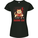 Funny Sushi Cat Food Fish Chef Japan Womens Petite Cut T-Shirt Black