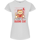 Funny Sushi Cat Food Fish Chef Japan Womens Petite Cut T-Shirt White