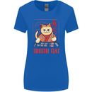 Funny Sushi Cat Food Fish Chef Japan Womens Wider Cut T-Shirt Royal Blue
