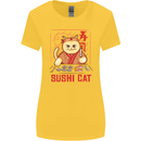Funny Sushi Cat Food Fish Chef Japan Womens Wider Cut T-Shirt Yellow