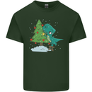 Funny T-Rex Christmas Tree Dinosaur Mens Cotton T-Shirt Tee Top Forest Green