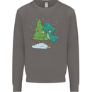 Funny T-Rex Christmas Tree Dinosaur Mens Sweatshirt Jumper Charcoal