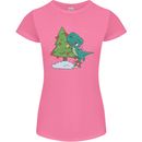Funny T-Rex Christmas Tree Dinosaur Womens Petite Cut T-Shirt Azalea