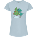 Funny T-Rex Christmas Tree Dinosaur Womens Petite Cut T-Shirt Light Blue