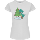 Funny T-Rex Christmas Tree Dinosaur Womens Petite Cut T-Shirt White