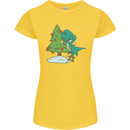 Funny T-Rex Christmas Tree Dinosaur Womens Petite Cut T-Shirt Yellow