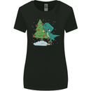 Funny T-Rex Christmas Tree Dinosaur Womens Wider Cut T-Shirt Black