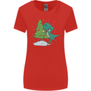 Funny T-Rex Christmas Tree Dinosaur Womens Wider Cut T-Shirt Red