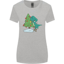 Funny T-Rex Christmas Tree Dinosaur Womens Wider Cut T-Shirt Sports Grey