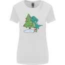 Funny T-Rex Christmas Tree Dinosaur Womens Wider Cut T-Shirt White