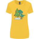 Funny T-Rex Christmas Tree Dinosaur Womens Wider Cut T-Shirt Yellow
