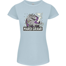 Funny T-Rex Mardi Gras Grawr Dinosaur Womens Petite Cut T-Shirt Light Blue