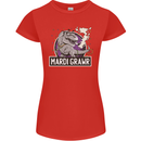 Funny T-Rex Mardi Gras Grawr Dinosaur Womens Petite Cut T-Shirt Red