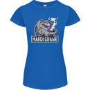 Funny T-Rex Mardi Gras Grawr Dinosaur Womens Petite Cut T-Shirt Royal Blue