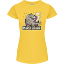 Funny T-Rex Mardi Gras Grawr Dinosaur Womens Petite Cut T-Shirt Yellow