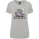 Funny T-Rex Mardi Gras Grawr Dinosaur Womens Wider Cut T-Shirt Sports Grey