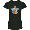 Funny Tiger Cat Reflection Womens Petite Cut T-Shirt Black
