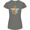 Funny Tiger Cat Reflection Womens Petite Cut T-Shirt Charcoal