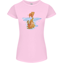 Funny Tiger Cat Reflection Womens Petite Cut T-Shirt Light Pink