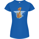 Funny Tiger Cat Reflection Womens Petite Cut T-Shirt Royal Blue