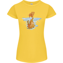 Funny Tiger Cat Reflection Womens Petite Cut T-Shirt Yellow