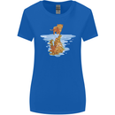 Funny Tiger Cat Reflection Womens Wider Cut T-Shirt Royal Blue