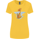 Funny Tiger Cat Reflection Womens Wider Cut T-Shirt Yellow