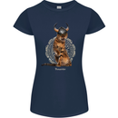 Funny Viking Cat The Vanquisher Womens Petite Cut T-Shirt Navy Blue