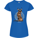 Funny Viking Cat The Vanquisher Womens Petite Cut T-Shirt Royal Blue