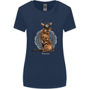 Funny Viking Cat The Vanquisher Womens Wider Cut T-Shirt Navy Blue