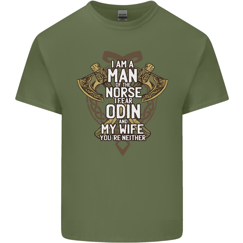 Funny Viking Wife Quote Wedding Anniversary Mens Cotton T-Shirt Tee Top Military Green
