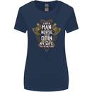 Funny Viking Wife Quote Wedding Anniversary Womens Wider Cut T-Shirt Navy Blue