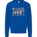 Funny Weekly Coffee to Alcohol Evolution Wine Kids Sweatshirt Jumper Royal Blue